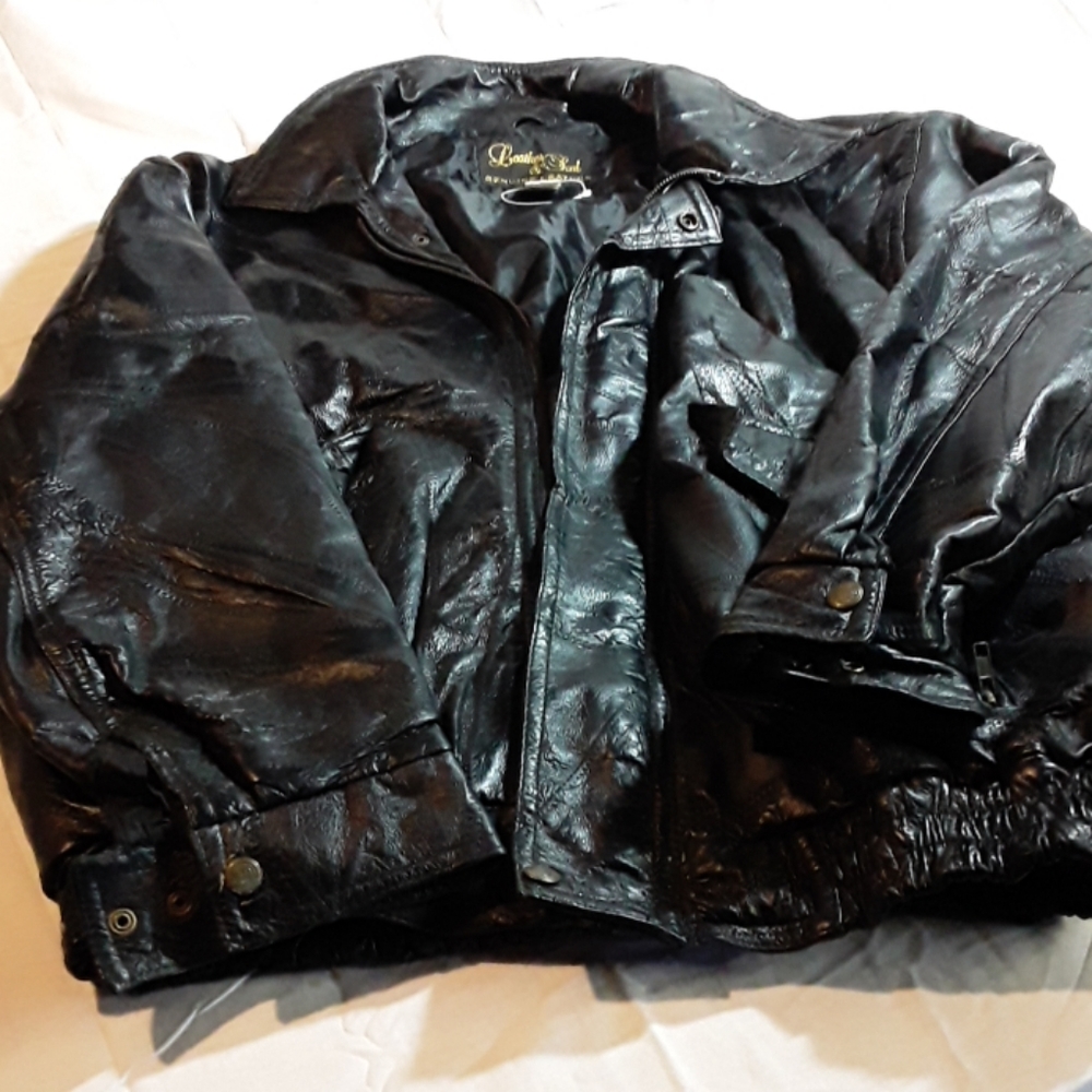 Leather jacket vtg lg size black